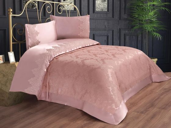 Dowry World Nilufer Double Bedspread - Powder