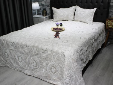 Dowry Land Nisa Jacquard Bedspread Cappucino - Thumbnail