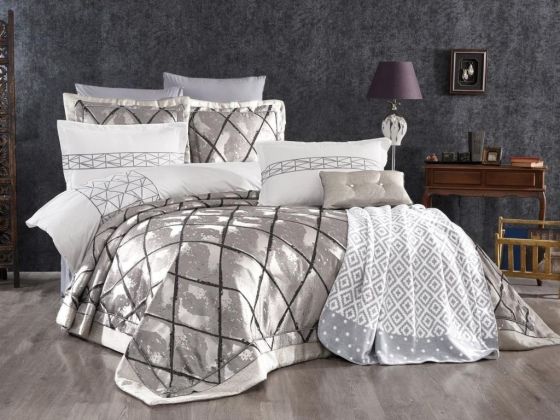 Dowry Land Nova 10 Pieces Duvet Cover Set Gray Black