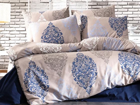 Dowry World Ottoman Double Duvet Cover Set Navy Blue