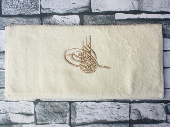 Dowry World Osmanlı Tura Embroidered Dowery Towel Cream