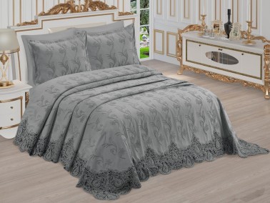 Dowry World - Dowry World Palmyra Embroidered Chenille Pique Set Gray