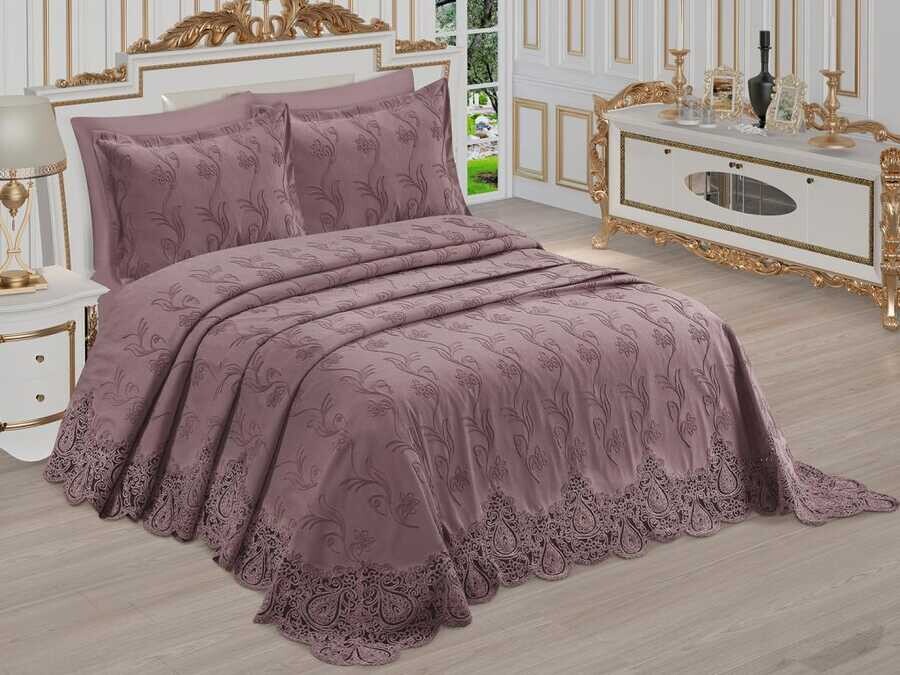 Dowry World - Dowry World Palmyra Embroidered Chenille Pique Set Plum