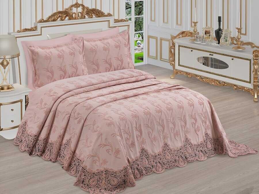 Dowry World - Dowry World Palmyra Embroidered Chenille Pique Set Powder Dowry World - Dowry World Palmyra Embroidered Chenille Pique Set Powder