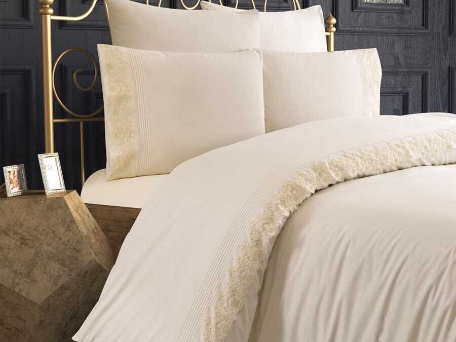 Dowry Land Daisy Ribbed Duvet Cover Set Cream Cappucino - Thumbnail