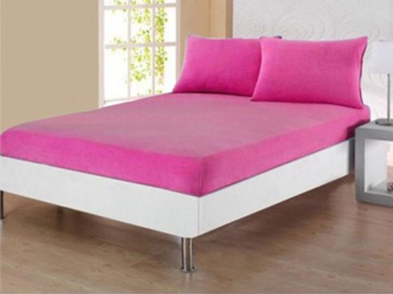 Dowry World Combed Cotton Double Elastic Bed Sheet Fuchsia