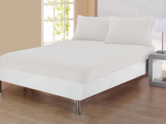 Dowry World Combed Single Bed Elastic Bed Sheet White