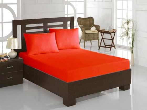 Dowry World Combed Single Bed Elastic Bed Sheet Red