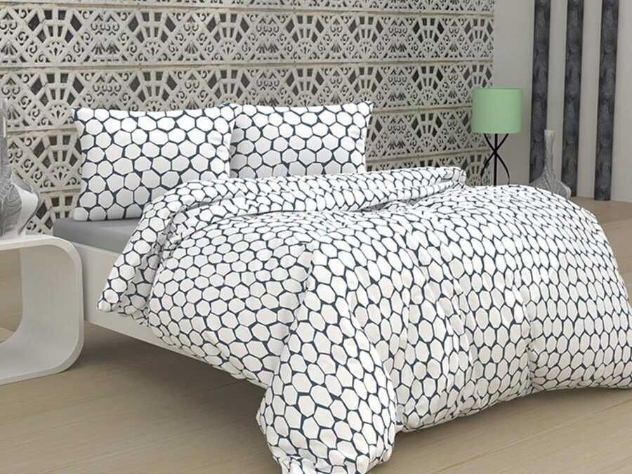 Dowry World Honeycomb Single Duvet Cover Set Gray