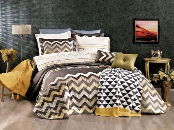 Dowry Land Pyramid 4 Piece Bedspread Set Smoked Mustard