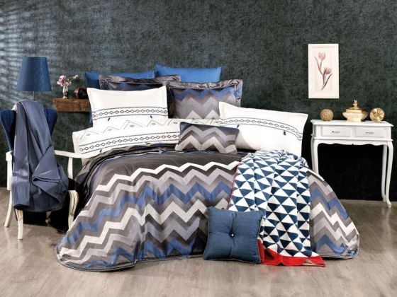 Dowry Land Pyramid 4 Piece Bedspread Set Smoked Navy Blue