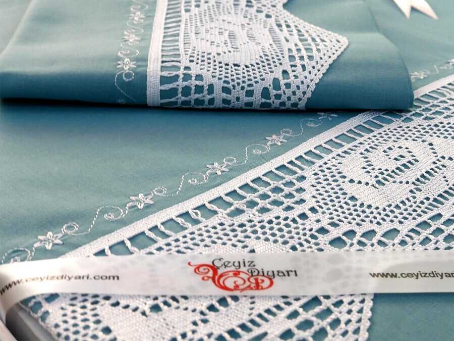  Dowry World Puka Pico Duvet Cover Set Dark Cyan - Thumbnail