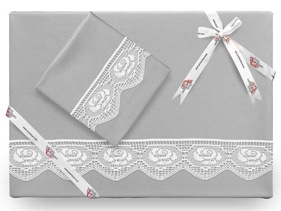 Dowry World - Çeyiz Diyarı Puka Plain Lacy Duvet Cover Set Grey Dowry World - Çeyiz Diyarı Puka Plain Lacy Duvet Cover Set Grey