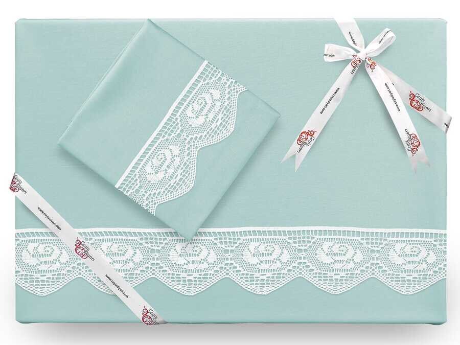 Dowry World - Çeyiz Diyarı Puka Plain Lacy Duvet Cover Set Speing-Green Dowry World - Çeyiz Diyarı Puka Plain Lacy Duvet Cover Set Speing-Green