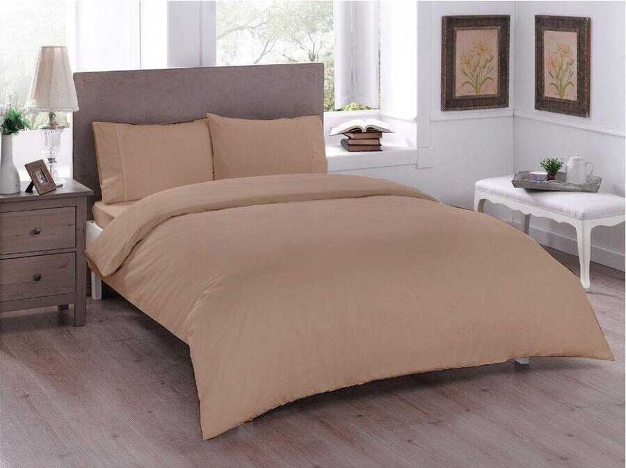  Dowry World Pure Double Duvet Cover Set Cappucino - Thumbnail