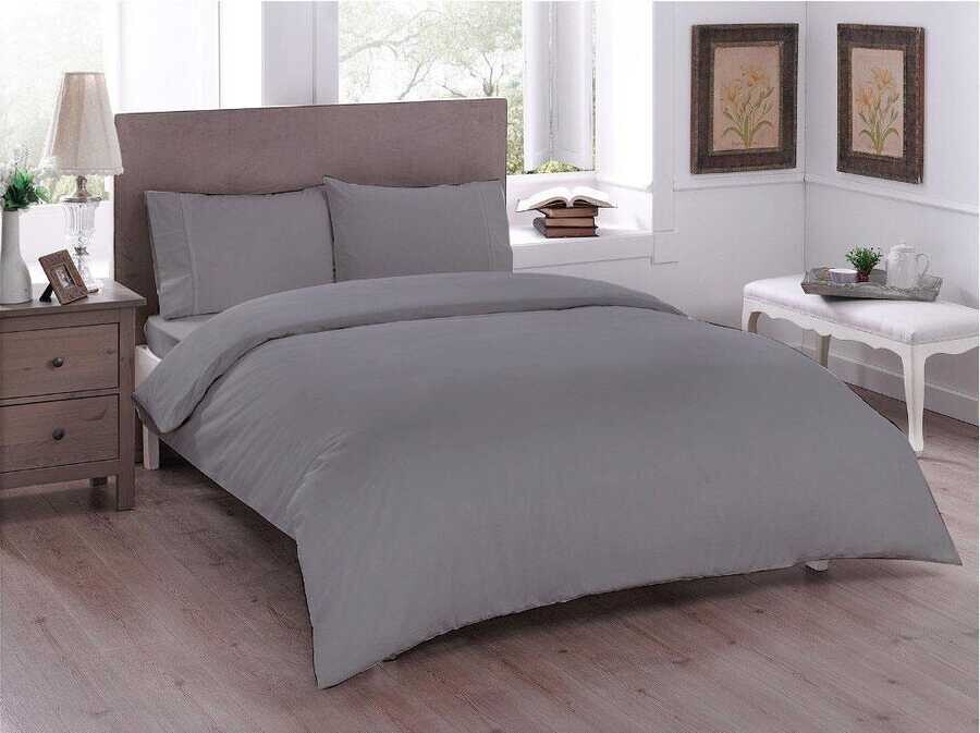  Dowry World Pure Double Duvet Cover Set Gray - Thumbnail