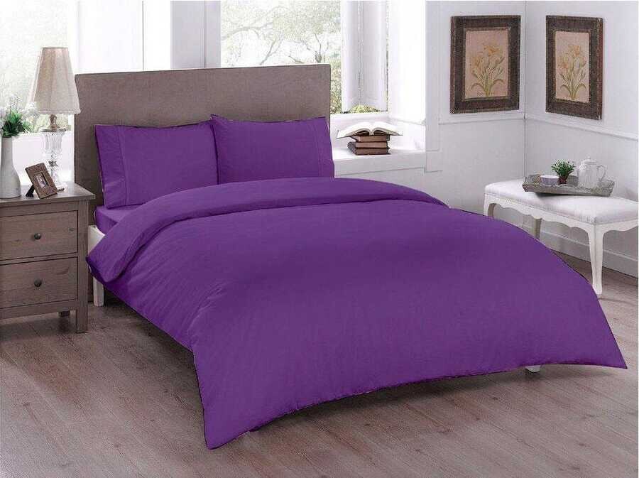  Dowry World Pure Double Duvet Cover Set Plum - Thumbnail