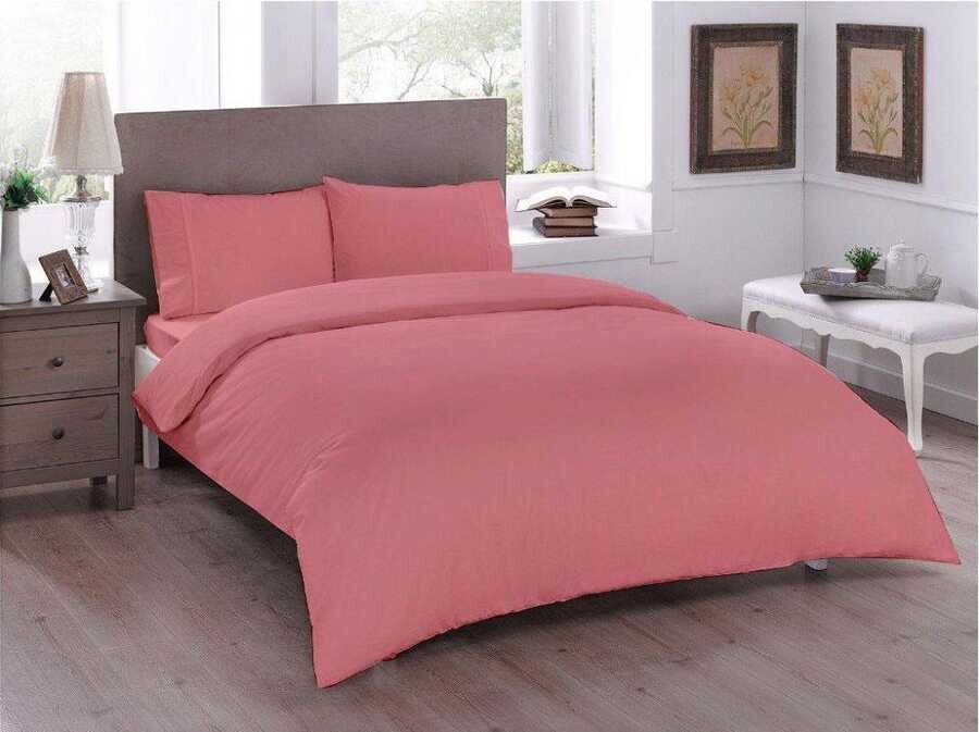  Dowry World Pure Double Duvet Cover Set Crimson - Thumbnail