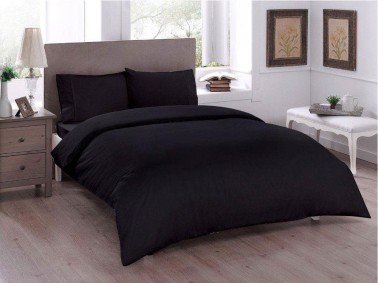  Dowry World Pure Double Duvet Cover Set Black - Thumbnail