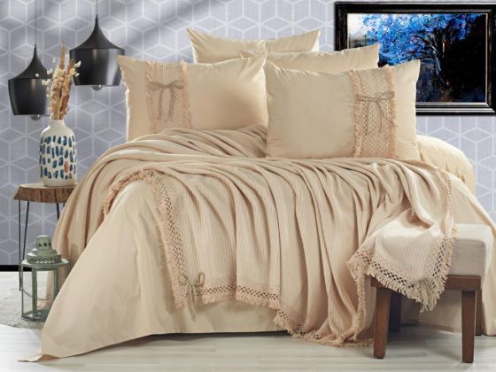 Dowry World Rapunzel Bedspread Set 6 Pieces Beige Beige