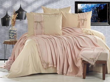 Çeyiz Diyarı - Dowry World Rapunzel Bedspread Set 6 Pieces Powder Beige