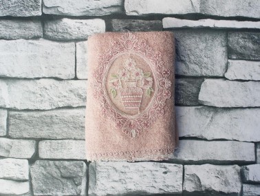 Dowry World Rose Crock Embroidered Dowry Towel Powder - Thumbnail
