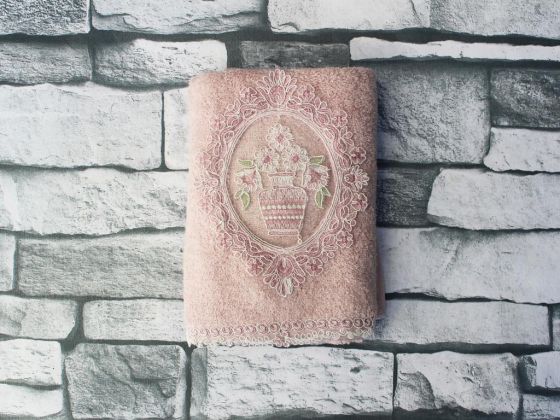 Dowry World Rose Crock Embroidered Dowry Towel Powder