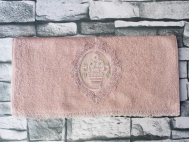 Dowry World Rose Crock Embroidered Dowry Towel Powder - Thumbnail