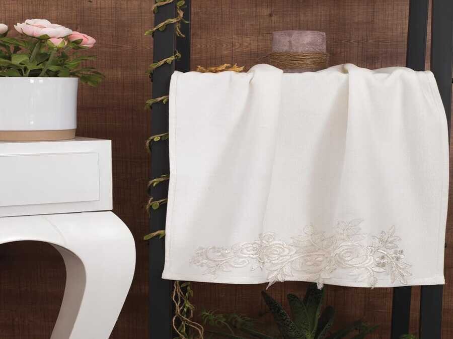 Dowry World - Dowry World Rose Leaf Dowry Towel Cream