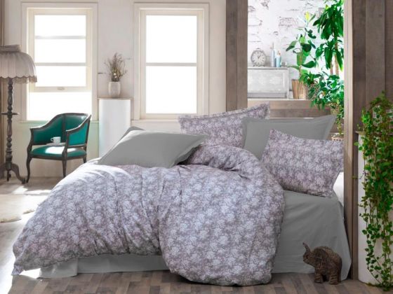 Dowry World Roses Double Duvet Cover Set Gray