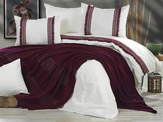 Salsa Blanket Duvet Cover Set White Burgundy