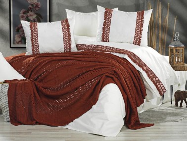 Çeyiz Diyarı - Salsa Blanket Duvet Cover Set White Orange