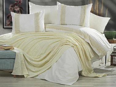 Çeyiz Diyarı - Salsa Blanket Duvet Cover Set White Lemon