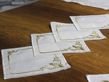 Samira 17 Pieces Placemat Set Cream Gold - Thumbnail