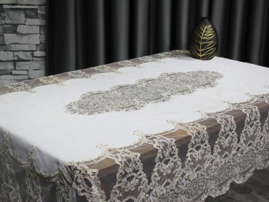 Dowry Land Palace Single Table Cloth 160x230 Cm Cream Gold - Thumbnail