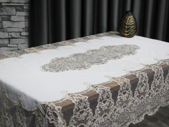 Dowry Land Palace Single Table Cloth 160x230 Cm Cream Gold