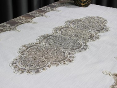 Dowry Land Palace Single Table Cloth 160x230 Cm Cream Gold - Thumbnail