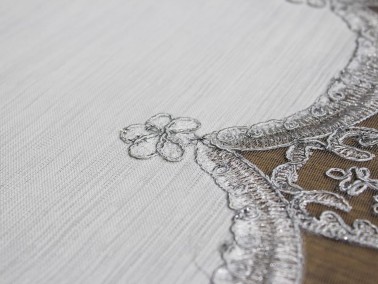 Dowry Land Palace Single Table Cloth 160x230 Cm Cream Silver - Thumbnail