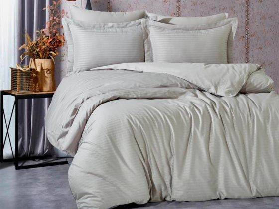 Dowry World Satin Line Double Duvet Cover Set - Gray
