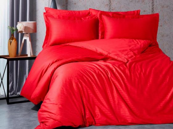 Dowry World Satin Line Double Duvet Cover Set Red