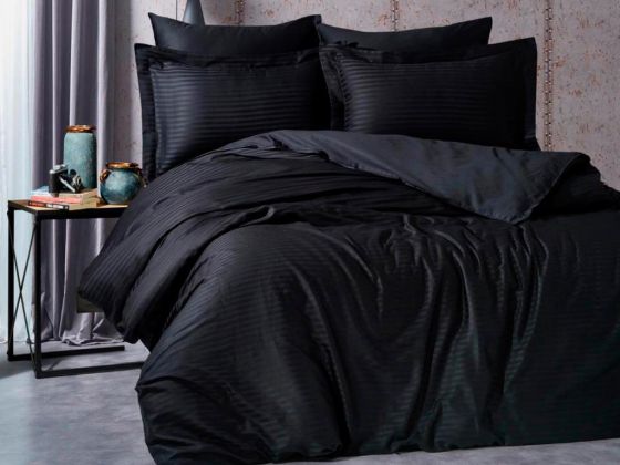 Dowry World Satin Line Double Duvet Cover Set Black