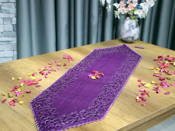 Dowry World Seljuk Velvet Double Layer Runner Plum