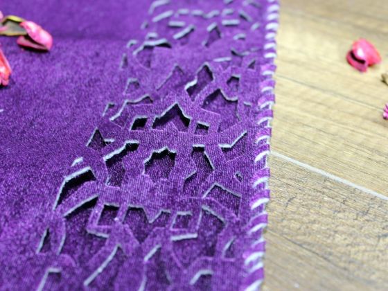 Dowry World Seljuk Velvet Double Layer Runner Plum