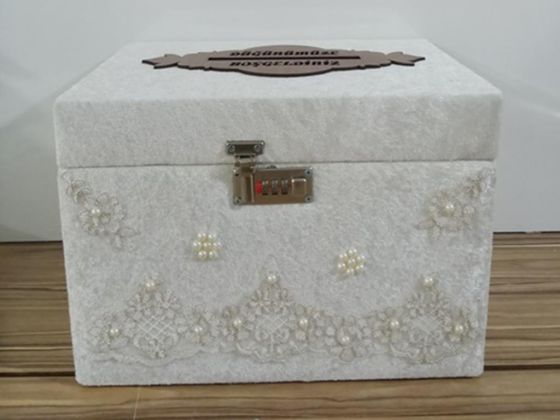 Dowry World Encrypted Square Jewelry Chest Cream