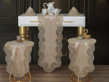 Çeyiz Diyarı - Dowry World Skyline 5 Piece Velvet Living Room Set Cappucino