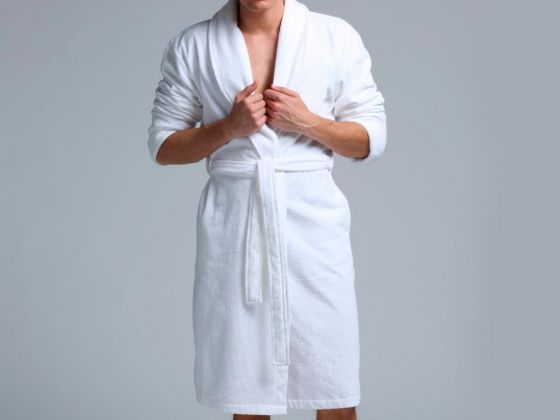 Dowry World Soft Velvet Single Bathrobe White -> L