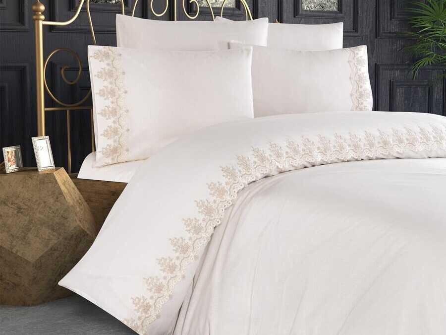 Dowry Land Sofia Duvet Cover Set Cream Cappucino - Thumbnail