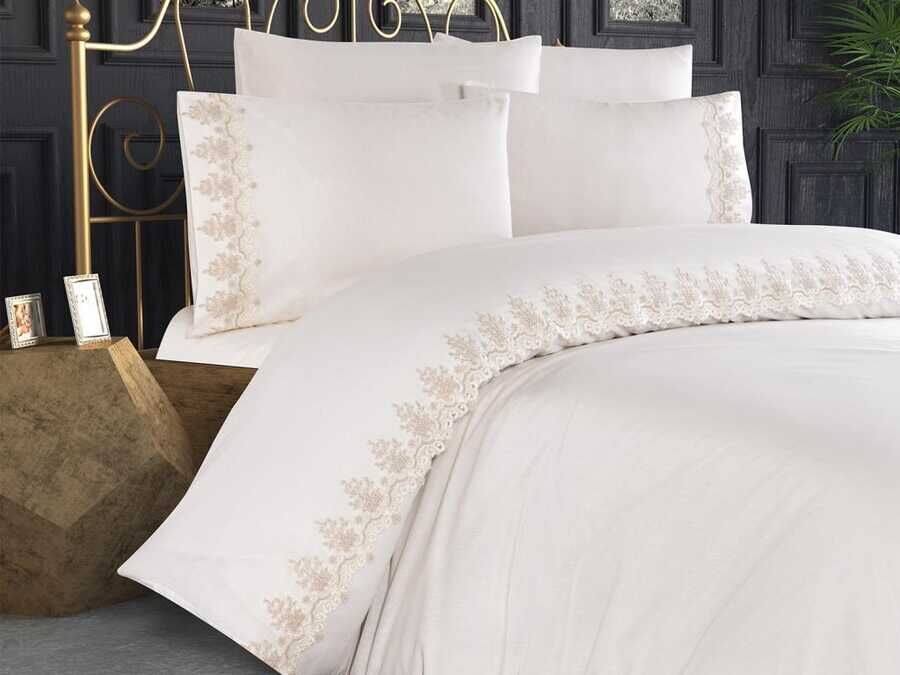 Dowry Land Sofia Duvet Cover Set Cream Cappucino