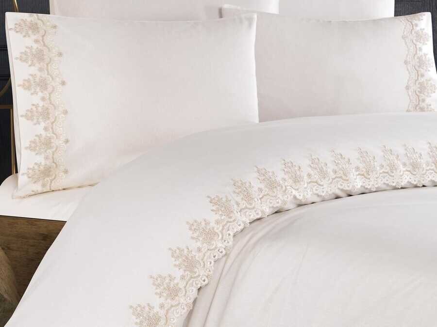 Dowry Land Sofia Duvet Cover Set Cream Cappucino - Thumbnail