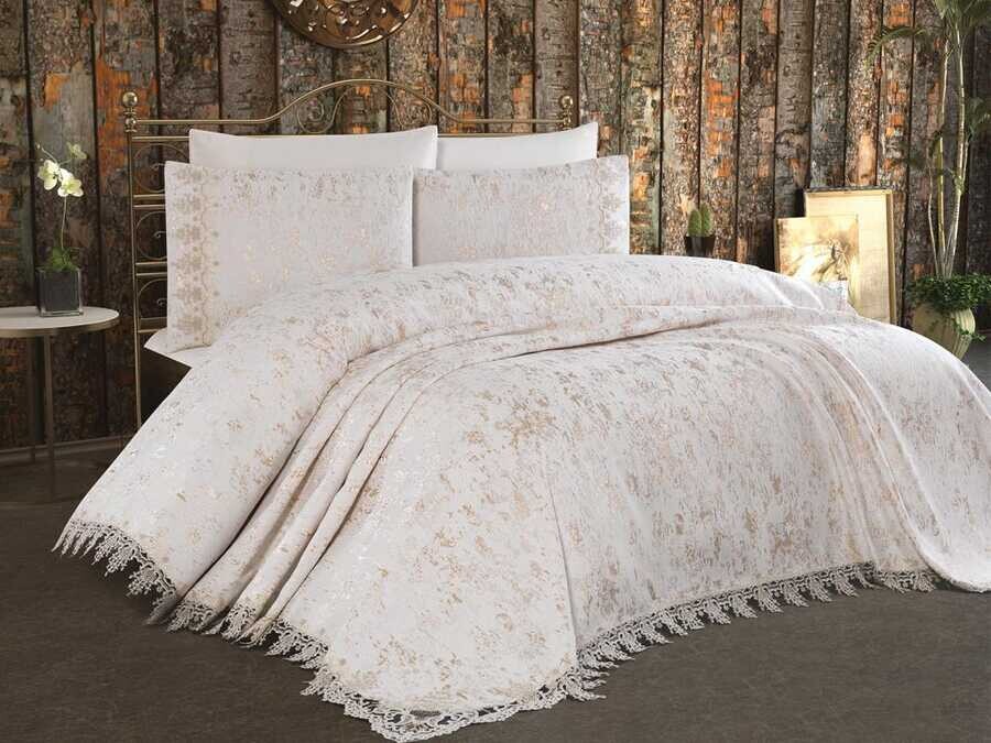 Dowry World Sofia Bedspread Cream Cappucino - Thumbnail